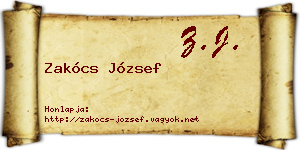 Zakócs József névjegykártya